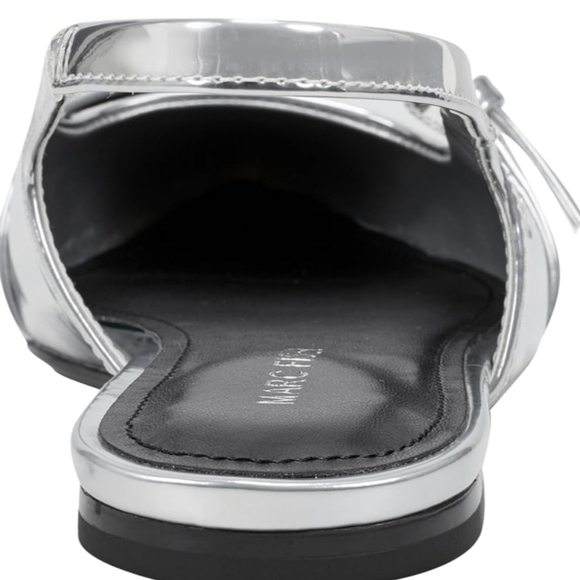 Marc Fisher Elelyn Silver Metallic Pointed Toe Slingback Flats Size 7.5 - Picture 4 of 11